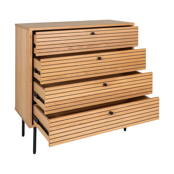 Visoka komoda v hrastovem dekorju 80x85 cm Kyoto – House Nordic-image-2