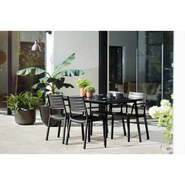 Črn plastičen vrtni stol Metaline – Keter-image-2