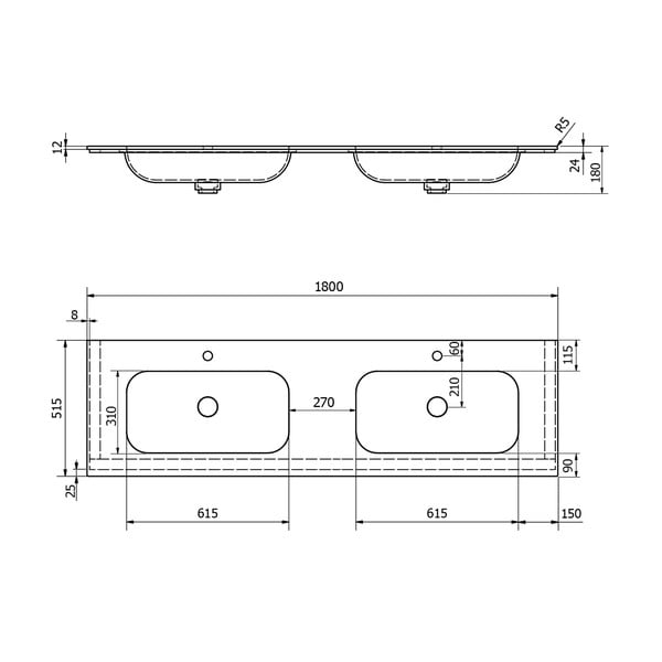 Bel dvojni umivalnik iz umetnega kamna 180x51,5 cm Aruba – Sapho-image-4