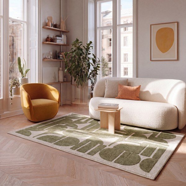Kaki zelena/bež preproga 160x230 cm Candela – Universal-image-1