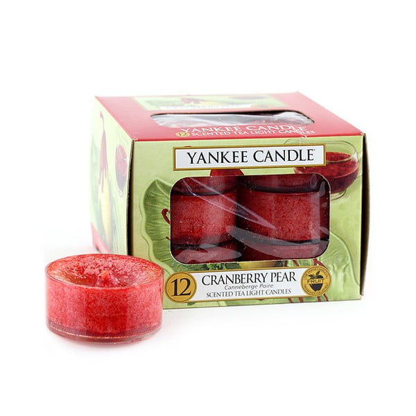 Komplet 12 sveč Yankee Candle Hruške v brusničnem sirupu, čas gorenja 4 - 6 ur