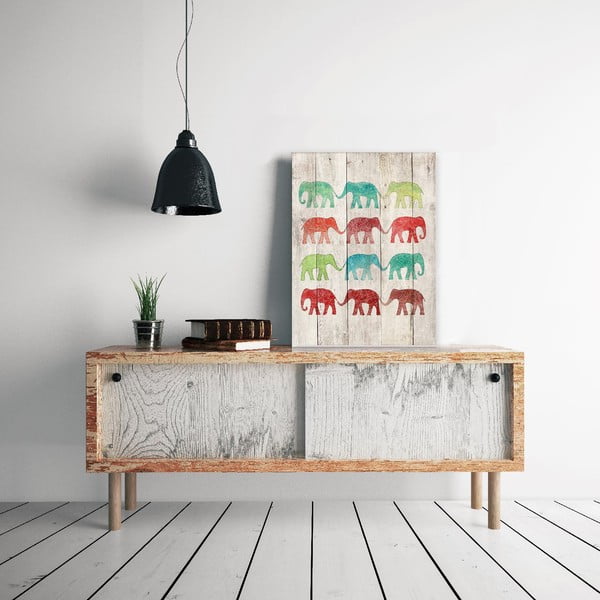 Lesena stenska dekoracija Surdic Elephants Cue, 40 x 60 cm-image-1