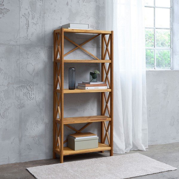 Regal iz masivnega hrasta v naravni barvi 70x161 cm X-Shelf – Unique Furniture-image-1