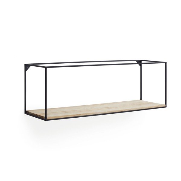 Polica iz masivne jelke v črni in naravni barvi 90 cm Elisha – Kave Home