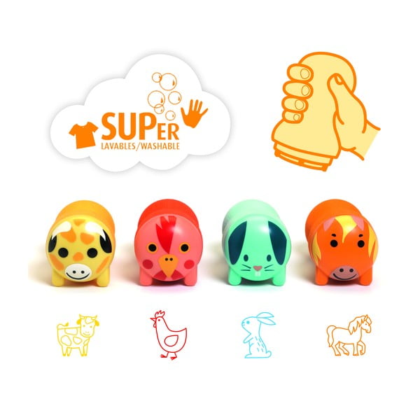 Otroške štempiljke v kompletu po 4 Farm Animals - Djeco-image-1