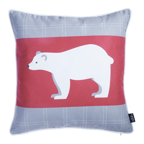 Rdeče-siva prevleka za blazino z božičnim motivom Mike & Co. NEW YORK Honey Polar Bear, 45 x 45 cm