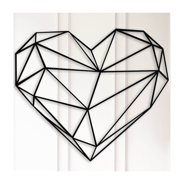 Črna stenska dekoracija Polygon Heart