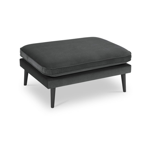 Temno siv žameten tabure s črnimi nogami Kooko Home Lento-image-2