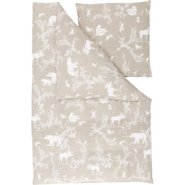 Bež flanelna posteljnina Westwing Collection Animal Toile, 135 x 200 cm