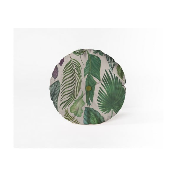 Okrogla okrasna blazina z žametno prevleko Velvet Atelier Leaves, ⌀ 45 cm