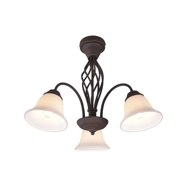 Temno rjava stropna svetilka s steklenim senčilom Rustica – Trio