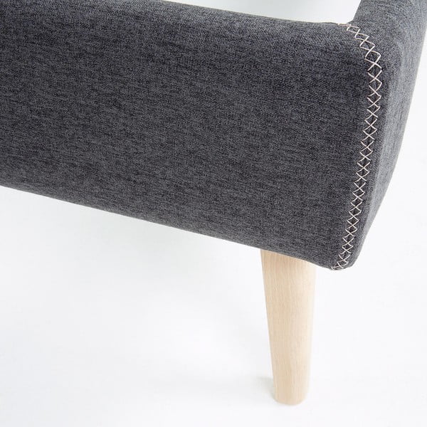 Temno siva oblazinjena postelja Kave Home Lydia, 90 x 190 cm-image-1