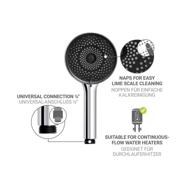 Tuš garnitura iz nerjavečega jekla v srebrni barvi z ročno prho in drsnim nosilcem 70 cm Softwater – Wenko-image-2