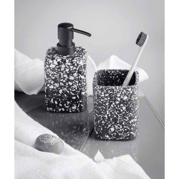 Črn lonček za zobno ščetko Wenko Terrazzo-image-1