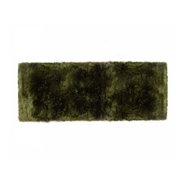 Temno zelena preproga iz ovčje volne Royal Dream Zealand Long, 70 x 190 cm
