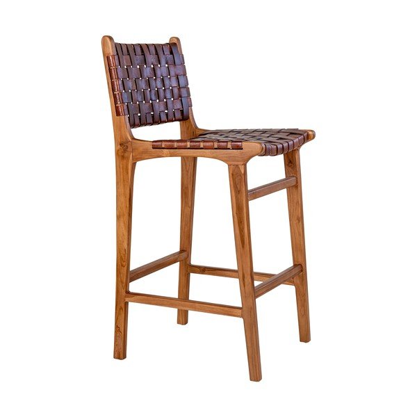 Rjav barski stol iz masivnega tika 101 cm Perugia – House Nordic-image-2