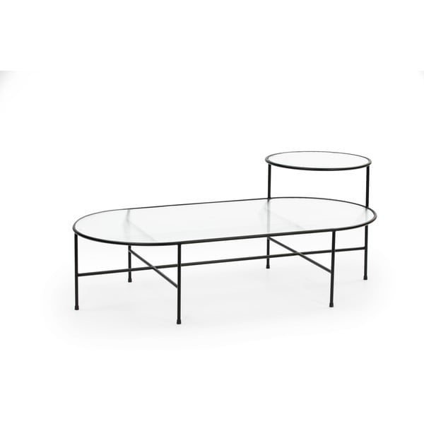 Črna mizica za kavo s stekleno ploščo Teulat Nix-image-2