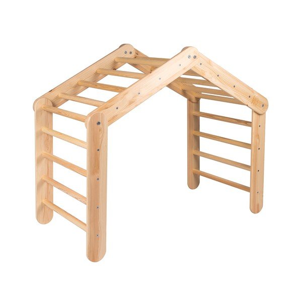 Piklerjev trikotnik iz masivnega bora v naravni barvi 112x61x94 cm Montessori – Meowbaby