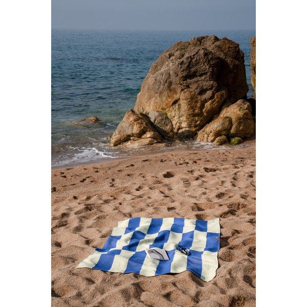 Svetlo rumena/modra bombažna brisača za na plažo 100x160 cm Su – noo.ma-image-1