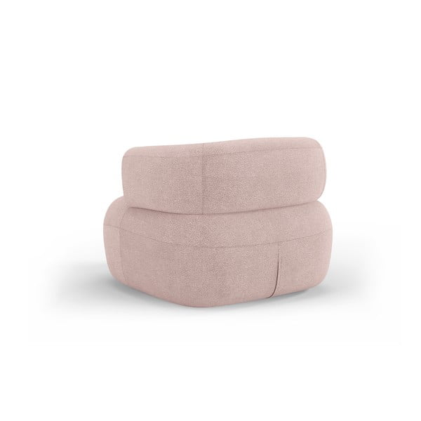 Svetlo rožnat fotelj iz tkanine bouclé Jenny – Micadoni Home-image-3