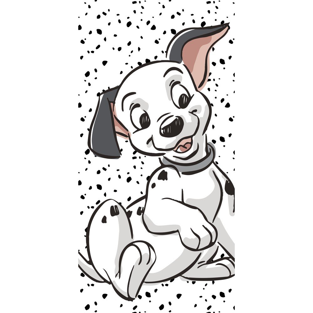 Črno-bela bombažna otroška brisača 70x140 cm 101 Dalmatians "Lucky"