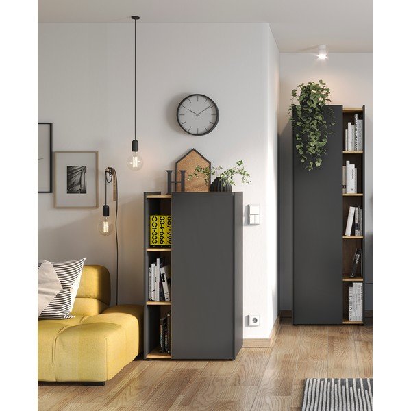 Temno siva knjižna omara iz hrastovega dekorja 62x115 cm Austin - Germania-image-4