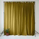 Oker rumeno-zelena lanena zavesa 140x170 cm Moss Green – Linen Tales
