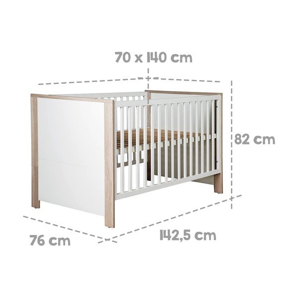 Otroška posteljica v beli in naravni barvi 70x140 cm Olaf – Roba-image-4