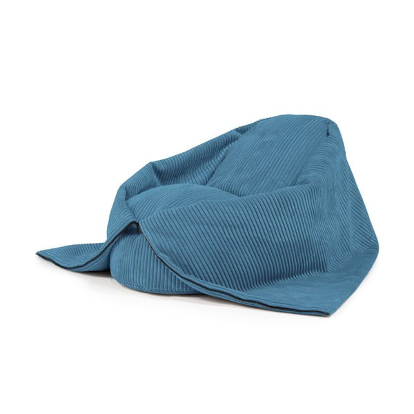 Modra otroška vreča za sedenje iz rebrastega žameta Cocoon 100 – SLOWDOWN