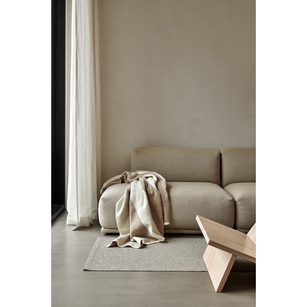 Bež/kremno bela odeja iz mešanice volne 140x180 cm Bob Mud Vanilla – Pappelina-image-1