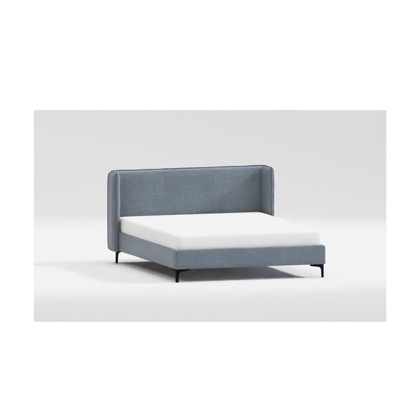 Modra oblazinjena zakonska postelja z letvenim dnom 180x200 cm Basti – Ropez-image-3