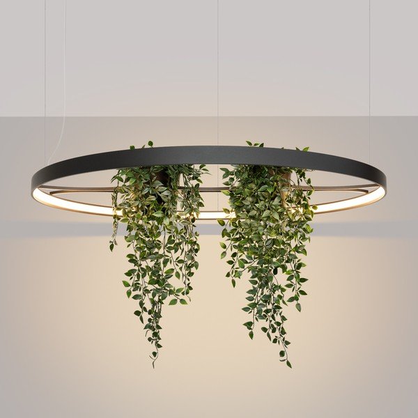 Črna aluminijasta LED viseča svetilka ø 110 cm RIO – Thoro-image-1