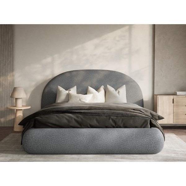 Siva oblazinjena zakonska postelja s prostorom za shranjevanje z letvenim dnom 140x200 cm Maumere – Maison de Rêve-image-4