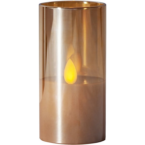 Oranžna LED sveča iz voska v steklu Star Trading M-Twinkle, višina 10 cm