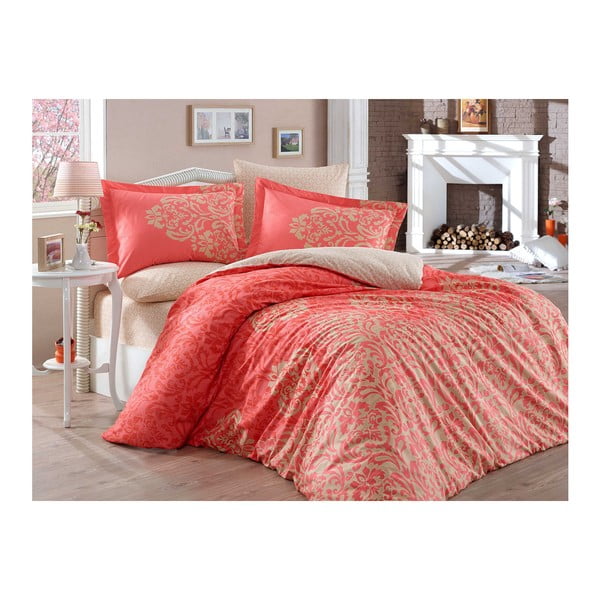 Bombažno posteljno perilo z rjuho za zakonsko posteljo Serenity, 200 x 220 cm
