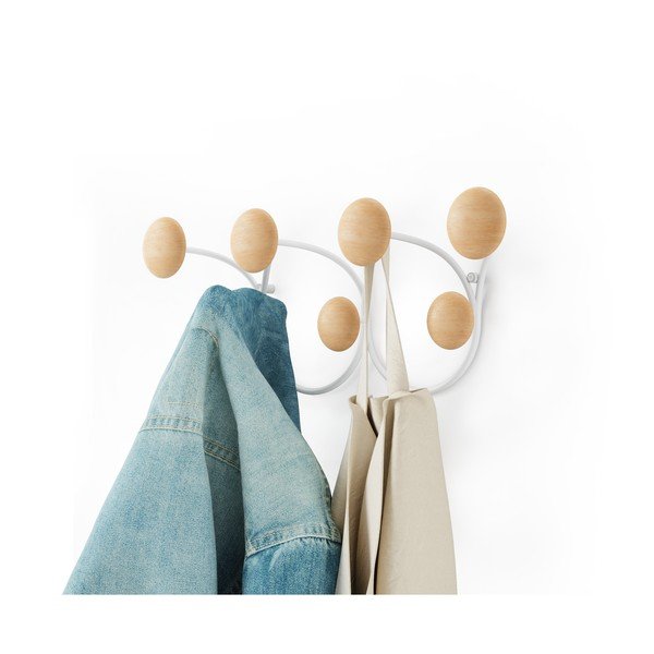 Beli stenski obešalnik iz borovega lesa Dotsy - Umbra-image-4