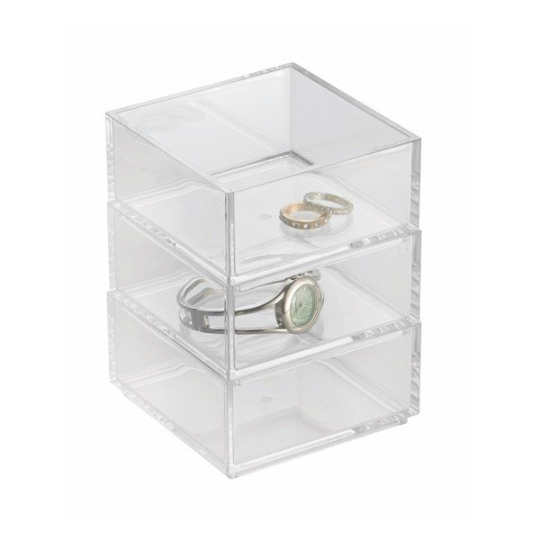 Komplet 3 škatle za shranjevanje InterDesign Clarity Stacker-image-1