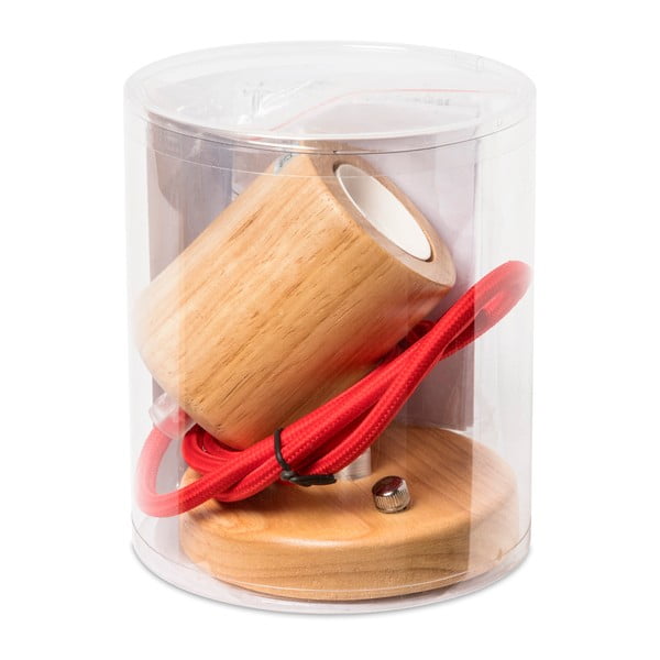 Obesna svetilka z rdečim kablom SULION Wood-image-3