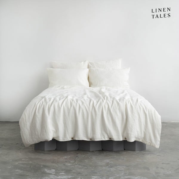 Bela podaljšana lanena posteljnina za zakonsko posteljo 200x220 cm – Linen Tales