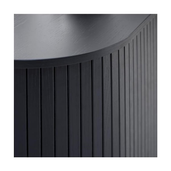 Črna TV omarica v hrastovem dekorju 56x180 cm Nola – Unique Furniture-image-3