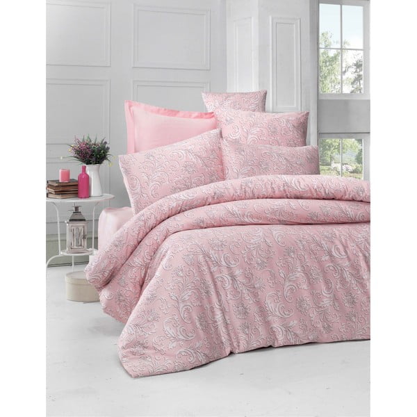 Rožnata posteljnina iz bombažnega satena Victoria Verano, 200 x 220 cm