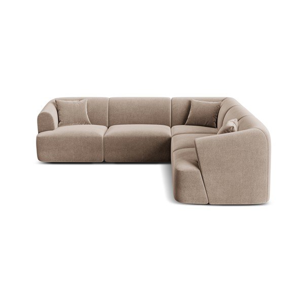 Svetlo rjava žametna kotna sedežna garnitura Campi – Cosmopolitan Design