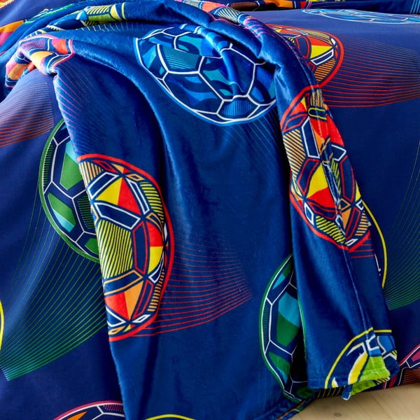 Modra otroška odeja iz mikropliša 130x170 cm Bright Football – Catherine Lansfield