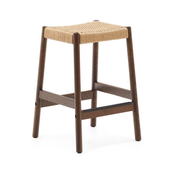 Barski stoli iz masivnega hrasta v rjavi in naravni barvi v kompletu 2 ks  (višina sedeža 66 cm) Yalia – Kave Home