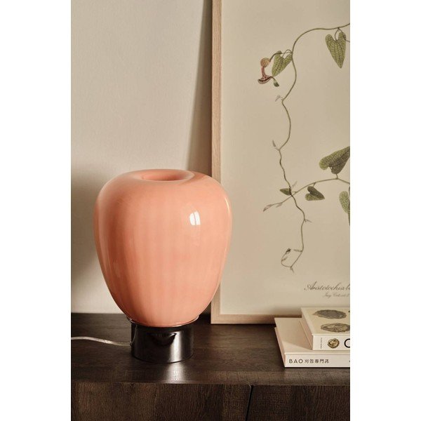 Rožnata/v sijajno srebrni barvi steklena namizna svetilka (višina 34 cm) Balloon – Ellos Home-image-3