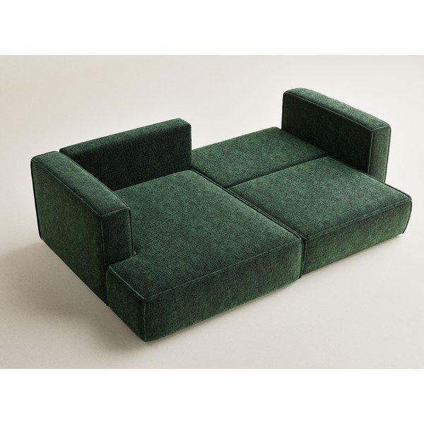 Temno zelena raztegljiva/s prostorom za shranjevanje kotna sedežna garnitura iz šenilje (levi kot/z ležalnikom) Velto – Maison de Rêve-image-3