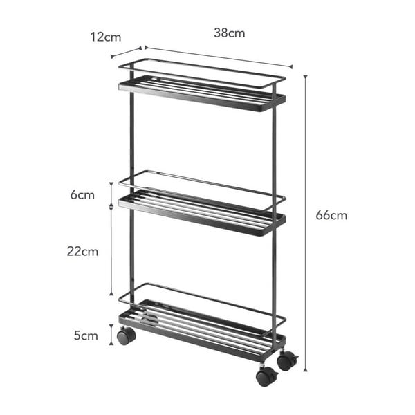 Črn kovinski regal na koleščkih 38x66 cm Tower – YAMAZAKI-image-2
