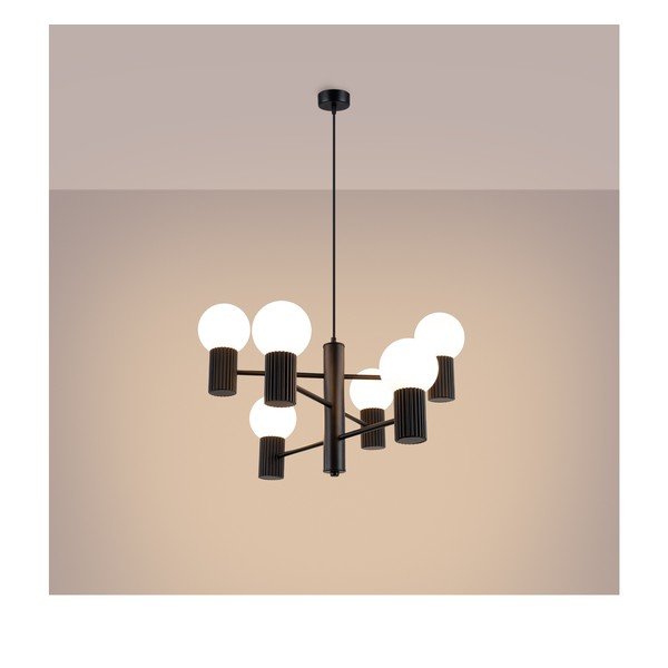 Črna viseča svetilka s steklenim senčilom Orbital – Sollux-image-4