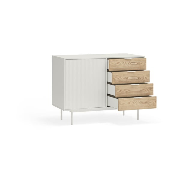 Bela nizka komoda v hrastovem dekorju 108x80 cm Sierra – Teulat-image-4