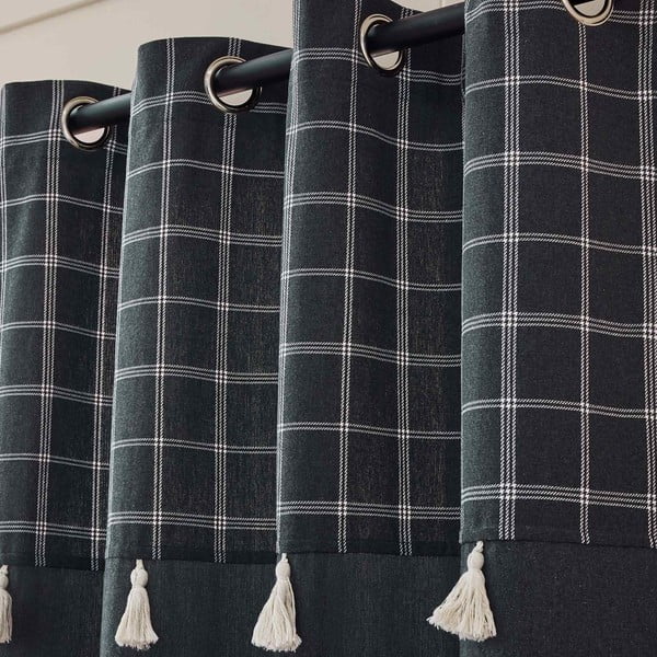 Antracitno siva zavesa iz mešanice bombaža 140x240 cm Everest – douceur d'intérieur-image-2